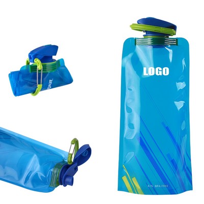 PVC Sports Water Bottle with Carabiner Clip