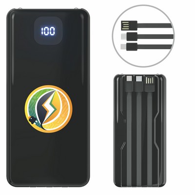 Power Bank 10000mAh with Built-in Cables