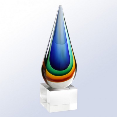 14" Blue/Amber Orange Teardrop Award