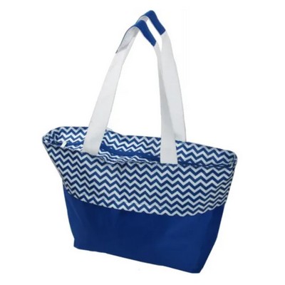 Mannitok Chevron Jumbo "Bold" Tote, Blue