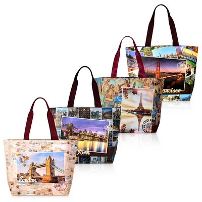 Fashionable 200g Double Layered Laminated Non-Woven Beach Bag (22"x14"x6")