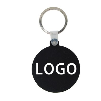 Black Round Silicone Keychain