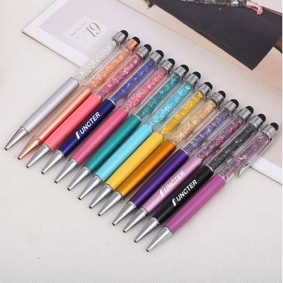 Glitter Crystal Ballpoint Pens with Stylus Top Twist Ballpoint Pen Medium Point Dynamic Crystal Pen