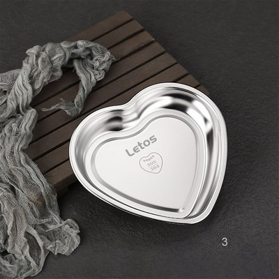 Stainless Steel Heart Shaped Medium Size Plate Snack Eating Dish