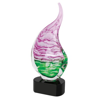15 1/2" Pink/Green Art Glass