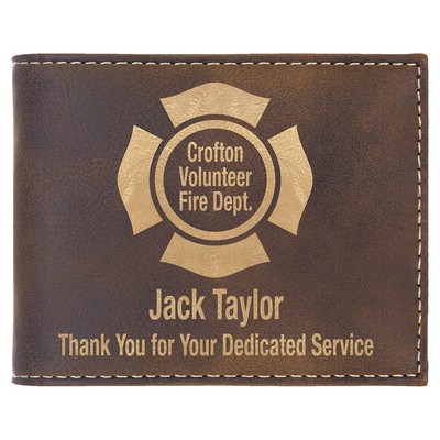 Leatherette Bi Fold Wallet w/Flip ID Display