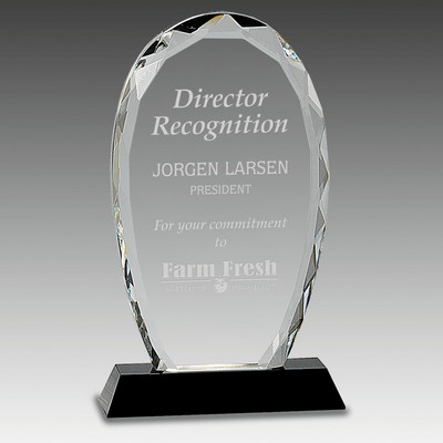 9" Oval Facet Crystal on Black Pedestal Base