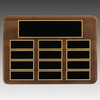 American Walnut 12 Plate Perpetual Plaque w/Brass Plates