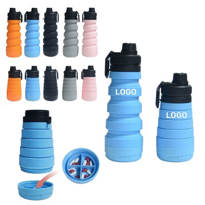 25.3Oz Collapsible Silicone Bottle With Bottom Pill Box