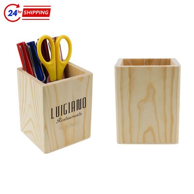 Square Wooden Pen Holder