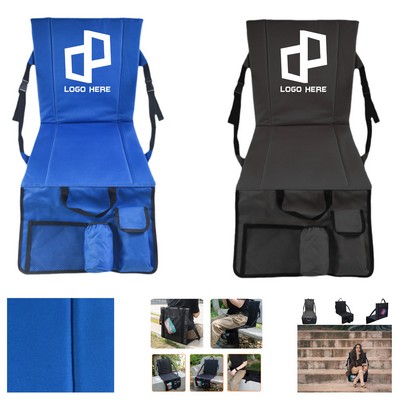 Triple-Folded Stadium Seat Cushion W/ Storage Pockets