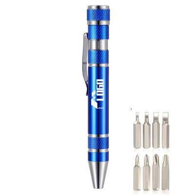 Aluminum 8 in 1 Magnetic Pocket Screwdriver Pen Screwdriver