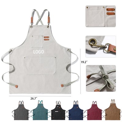 Heavy Duty Canvas Apron with Adjustable Straps and Multi Pockets