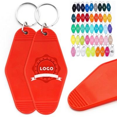 MOQ100 Vintage Plastic Hotel Keychain Motel Key Tag