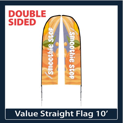 Value 10' Straight Flag - Double Sided w/Spike Base and Carry Bag