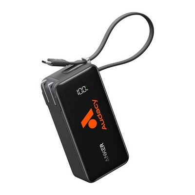 Anker Power Bank (10K, Fusion, Built-In Cable) - Black