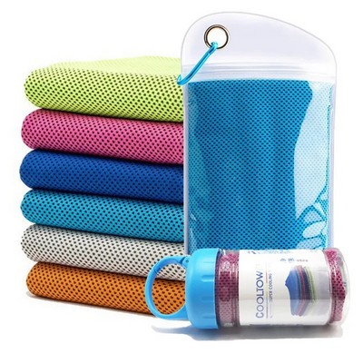 Ice Cooling Sport Towel With Carabiner