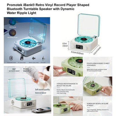 Promotek iBank® Retro Vinyl Record Player Shaped Bluetooth Turntable Speaker
