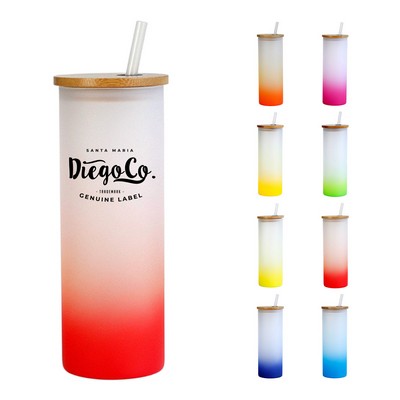 25oz Skinny Glass Tumbler with Bamboo Lid & Straw