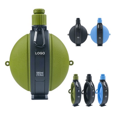 Foldable Camping Portable Collapsible Compass Silicone Water Bottle