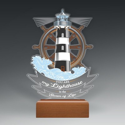 Custom Shape Acrylic w/ Full Color in Wood Base (6"x8")