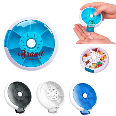 Rotatable Round Pill Case With 7 Compartments