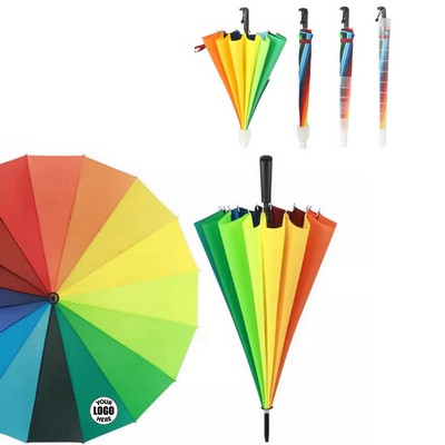Rainbow Color Straight Umbrella
