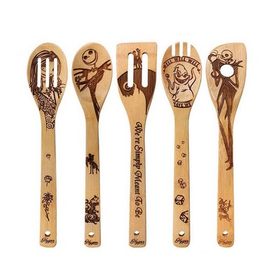 12" Bamboo Cooking Spatulas Kitchen Utensil Set