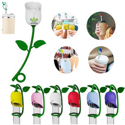 Silicone Rose Shaped Straw Cover