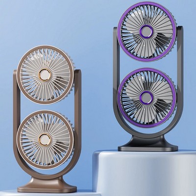 1200 mAh Chargeable Dual Head Desk Fan with Light