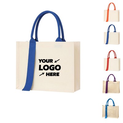 Handheld Canvas Bag With Ribbons