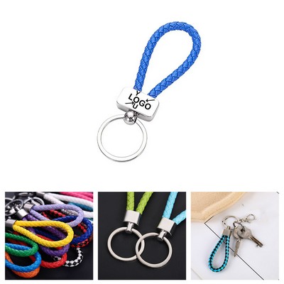 Woven Leather Strap Keyring