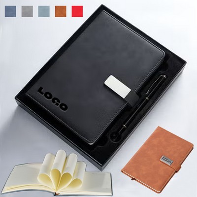 A5 Leather Notebook with Pen