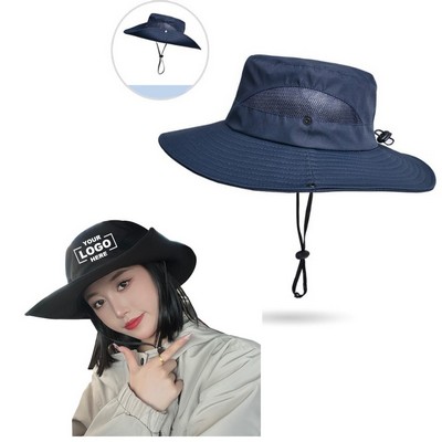 Wide Brim Packable UPF50 Cowboy Sun Bucket Hat