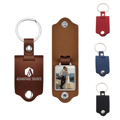 PU Leather Photo Frame Keychain Heat Transfer