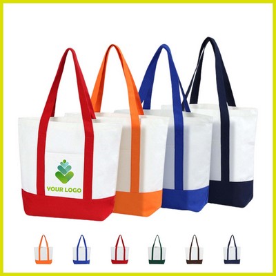 Two-Tone Canvas Shopping Tote