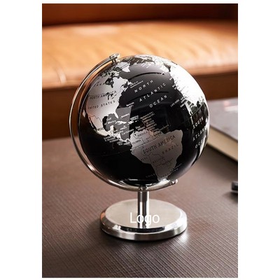 8 Inch World Globe with Stainless Steel Stand