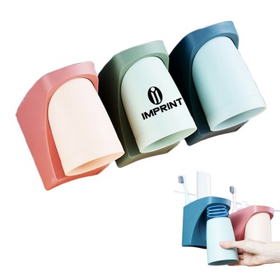 Wall-Mounted Toothbrush Storage Rack Tooth Cup Holder