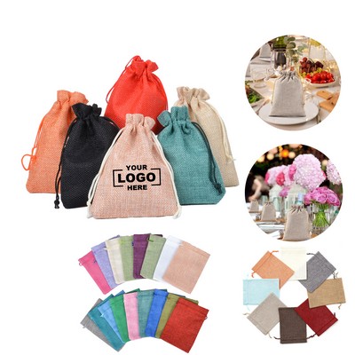 Burlap Drawstring Pouch Bag