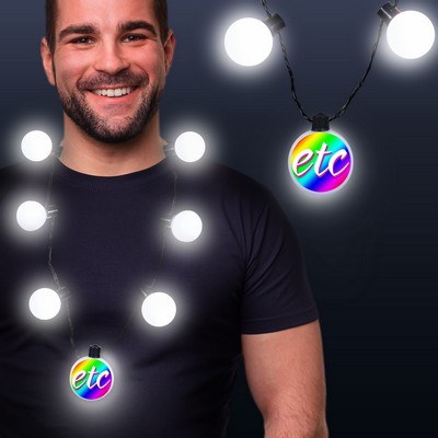 White LED Medallion Ball Necklace(Digi Printed)