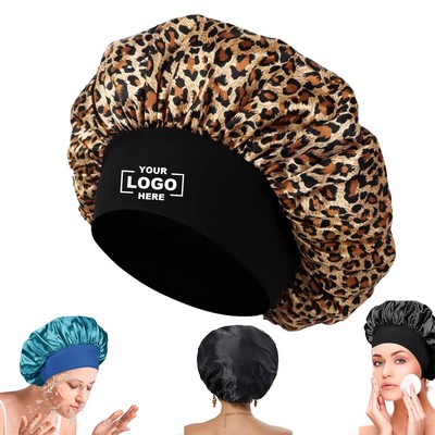 Silk Satin Sleep Bonnet Shower Cap With Elastic Band