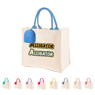 Jute Tote Bag with Mini Pouch