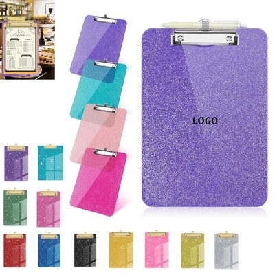 Plastic Clear Glitter Clipboard