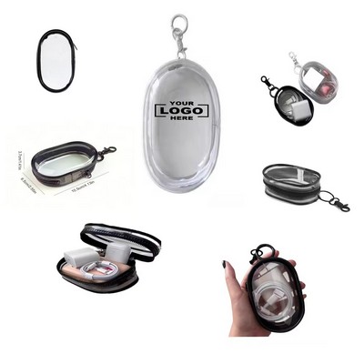 Clear Square Headphone Organizer with Keychain Attachments