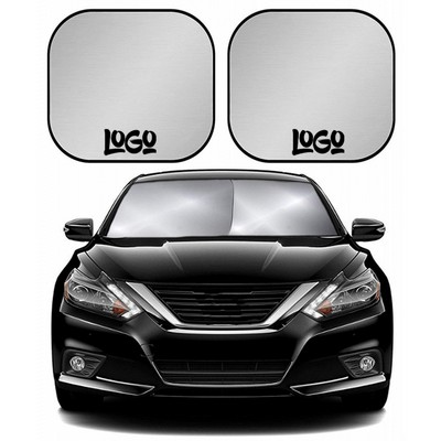 2Pcs Silver Coated Car Front Sunshade Set