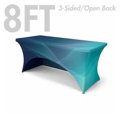 8' Spandex Stretch Table Cover, 3-Sided/Open Back