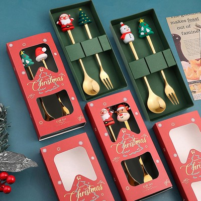 Stainless Steel Christmas Tableware 2 Piece Stainless Steel Flatware