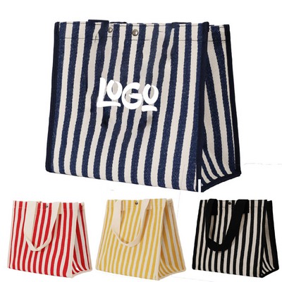 Large capacity Striped Canvas Tote Bag