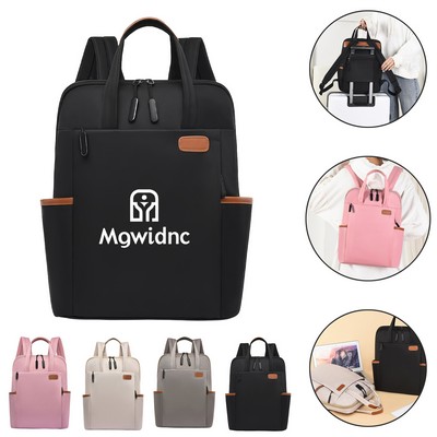 Stylish Color Block Backpack Oxford Fabric Travel Bag Lightweight Large Capacity Laptop Backpack