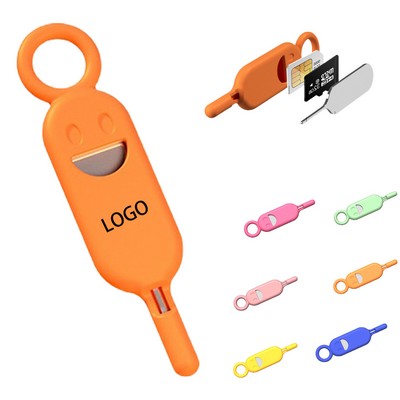 Silicone Smiley Card Ejector Keychain